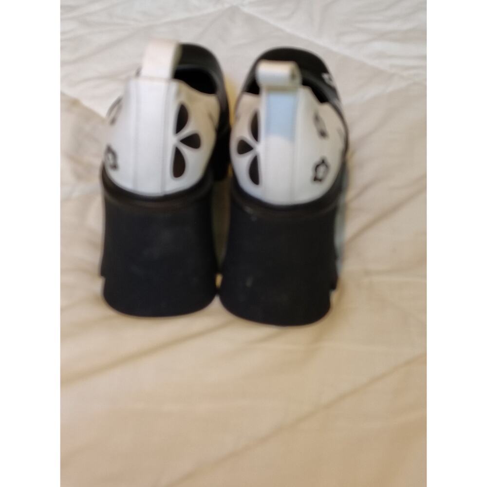 Lamoda Platform Mary Jane Y2K Lolita Black White Floral Chunky Lug Sole Size 8 - Picture 7 of 8